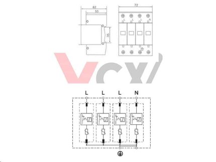 AC Prepäťová ochrana T2 4P VCX (B) 20kA – Obrázok 4
