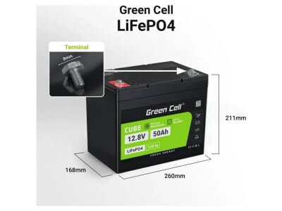 LiFePO4 batéria 50Ah 12,8V Green Cell 640Wh – Obrázok 8