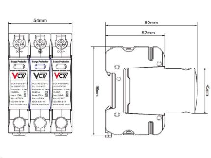 DC Prepäťová ochrana T1T2 3P VCX pre fotovoltiku 1000V (B+C) 12,5kA – Obrázok 6