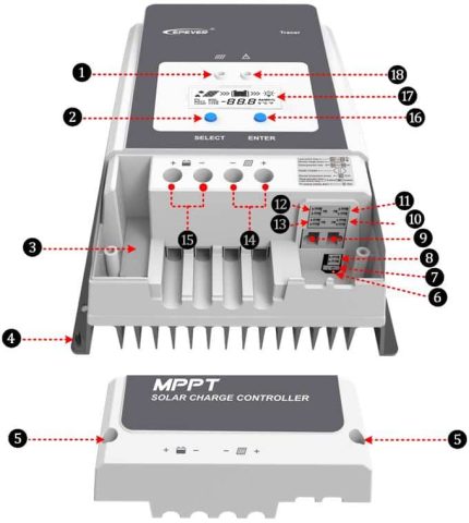 MPPT solárny regulátor EPever 200VDC/60A 6420AN – Obrázok 4