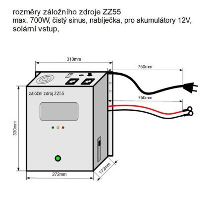 Záložný zdroj VOLT Sinus Pro 700W 12/230V 1000 S + 30A MPPT (50V) – Obrázok 6