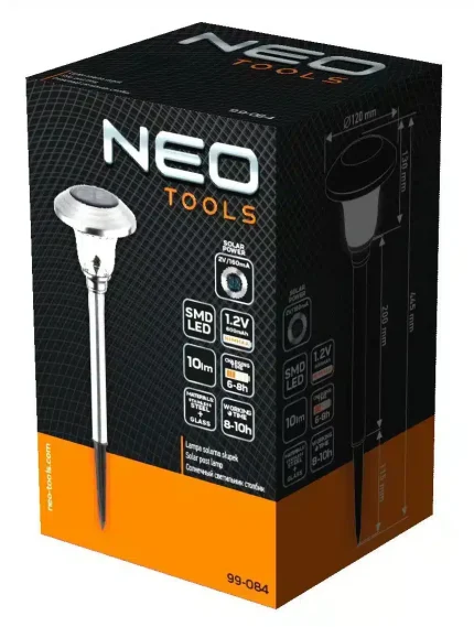 Záhradná solárna lampa LED, 10lm, NEO – Obrázok 5