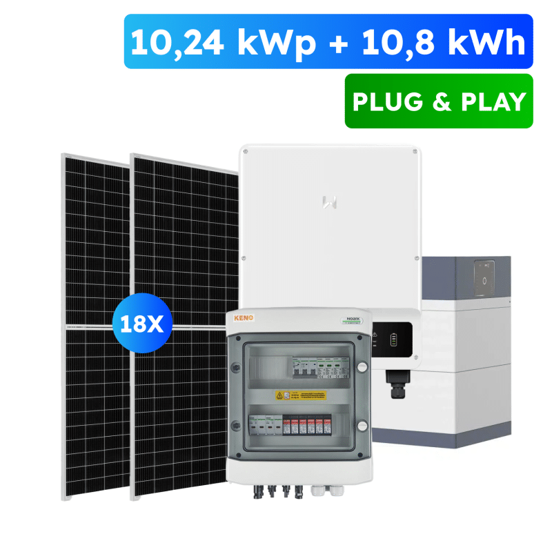 10,24kWh Pylontech + 10,80kWp Plug&Play fotovoltický set, hybrid GoodWe
