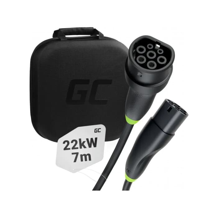 EV nabíjací kábel Green Cell Snap Type 2 22kW 7m – Obrázok 1