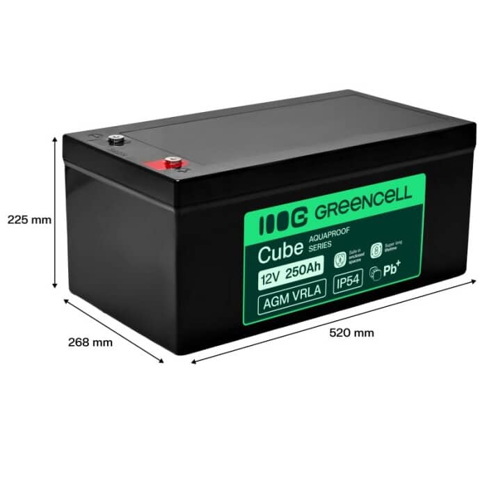 Batéria AGM VRLA 12V 250Ah Greencell IP54 3kWh – Obrázok 6