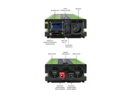 Menič napätia a nabíjačka batérie, UPS, 12V/1000W, čistý sínus – Obrázok 13
