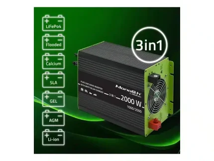 Menič a nabíjačka AC s MPPT regulátorom 40A, UPS, 12V 1000W – Obrázok 11