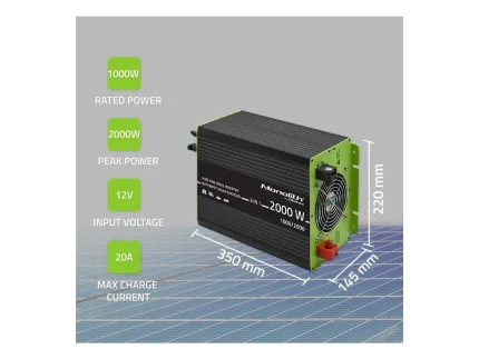 Menič a nabíjačka AC s MPPT regulátorom 40A, UPS, 12V 1000W – Obrázok 8