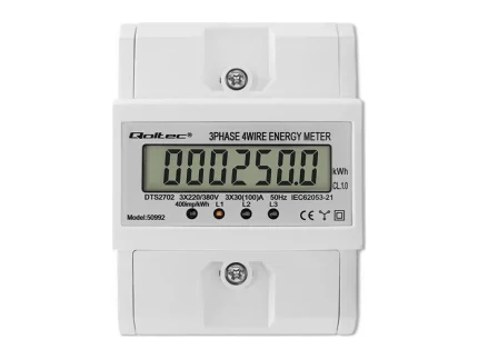 Trojfázový merač spotreby energie na DIN lištu, 400V, 100A – Obrázok 6