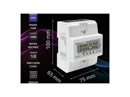 Trojfázový merač spotreby energie na DIN lištu, 400V, 100A – Obrázok 4
