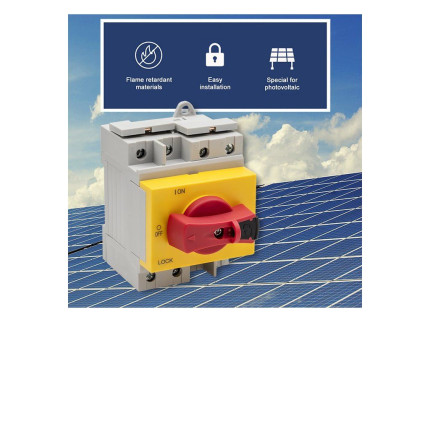 DC izolátor s uzamykacou funkciou | Hlavný vypínač| 1200V | 32A | 8kV | 4P - predný pohľad