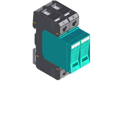 Zvodič prepätia AC T1+T2 Kiwa 81.002 2P 280V/12,5kA - predný pohľad