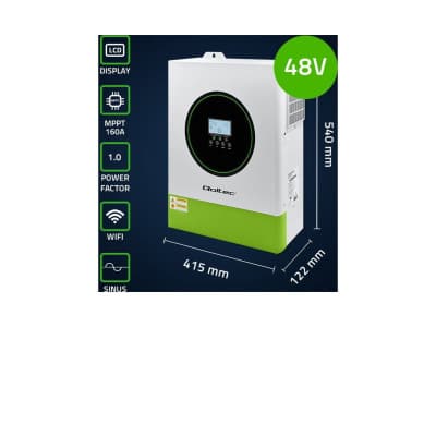 Hybridný off-grid solárny menič Qoltec 11000W | 160A | 48V | MPPT | BMS - 2