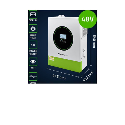 Hybridný off-grid solárny menič Qoltec 11000W | 160A | 48V | MPPT | BMS - 2