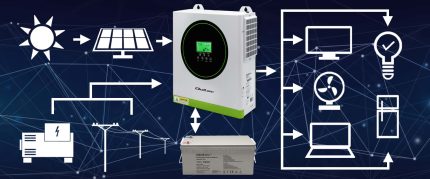Hybridný solárny off-grid menič 1500 W | 12 V | 100 A MPPT | čistý sínus | WiFi - schema