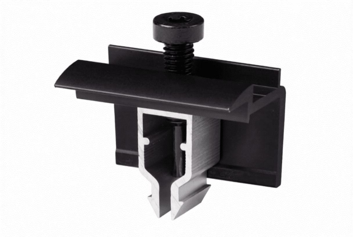 Koncová montážna svorka 30 mm KLIK čierna pre FV panely Koncová montážna svorka 30 mm KLIK čierna pre FV panely