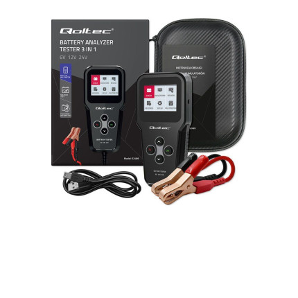 Qoltec digitálny tester batérií 3v1 s LCD| 6V | 12V | 24V | 30Ah - 200Ah České menu