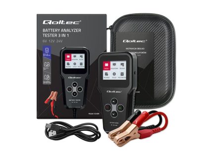 Qoltec digitálny tester batérií 3v1 s LCD| 6V | 12V | 24V | 30Ah - 200Ah České menu