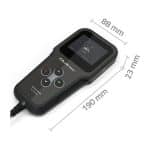Qoltec digitálny tester batérií 3v1 s LCD| 6V | 12V | 24V | 30Ah - 200Ah České menu - rozmery