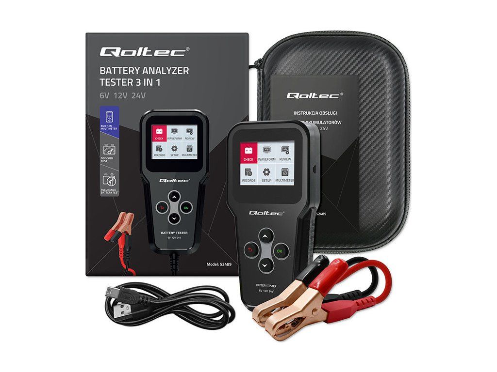 Qoltec digitálny tester batérií 3v1 s LCD| 6V | 12V | 24V | 30Ah - 200Ah České menu Qoltec digitálny tester batérií 3v1 s LCD| 6V | 12V | 24V | 30Ah - 200Ah České menu