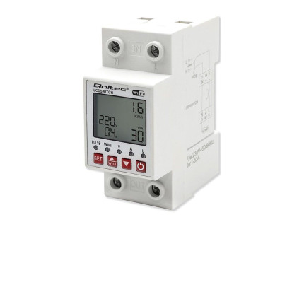 Relé 63A na DIN lištu s elektromerom Qoltec | Časovač | Tuya | Wi-Fi | LED dióda - 1