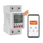 Relé 63A na DIN lištu s elektromerom Qoltec | Časovač | Tuya | Wi-Fi | LED dióda