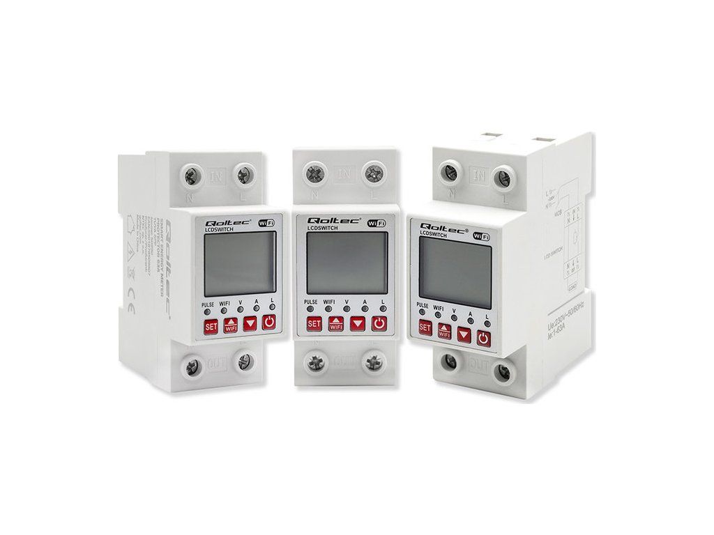 Relé 63A na DIN lištu s elektromerom Qoltec | Časovač | Tuya | Wi-Fi | LED dióda - 3