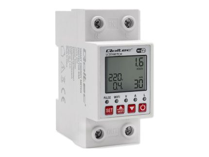 Relé 63A na DIN lištu s elektromerom Qoltec | Časovač | Tuya | Wi-Fi | LED dióda - 4