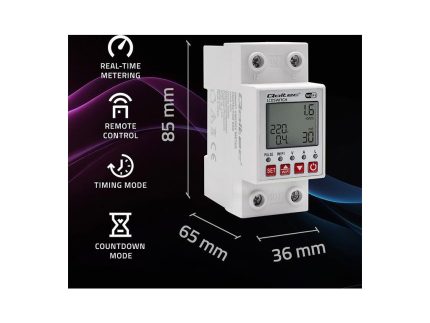 Relé 63A na DIN lištu s elektromerom Qoltec | Časovač | Tuya | Wi-Fi | LED dióda - parametre