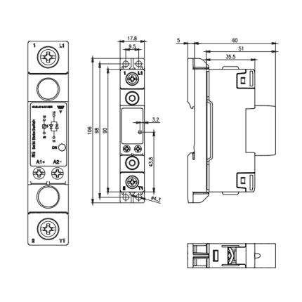Polovodičové relé SSR 600VAC 10A 2300W - predný pohľad