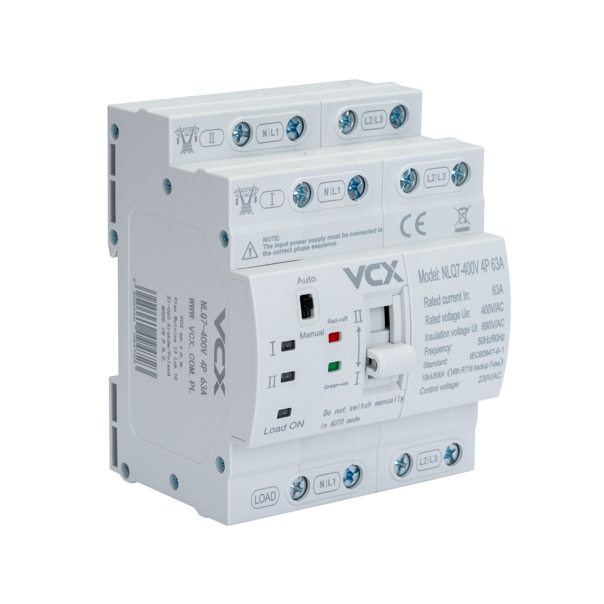 Automatický prepínač zdroja ATS NLQ7 400 V 4P 63 A Automatický prepínač zdroja ATS NLQ7 400 V 4P 63 A