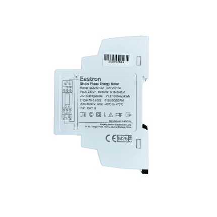 Jednofázový elektromer VCX SDM120M MID Modbus 45 A - predný pohľad