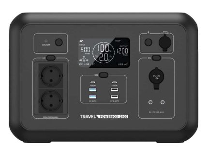 Prenosná elektráreň Volt Polska TRAVEL POWERBOX 2400 1200 W / 1008 Wh - predný pohľad