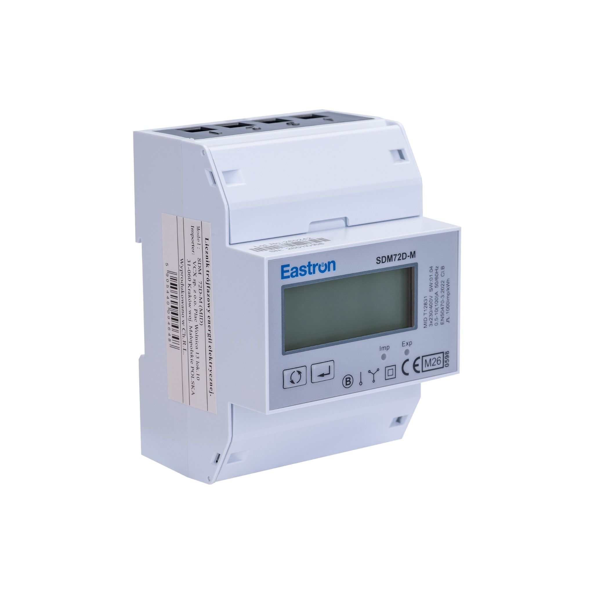 Trojfázový elektromer Eastron SDM72-DM MID Modbus 100 A Trojfázový elektromer Eastron SDM72-DM MID Modbus 100 A