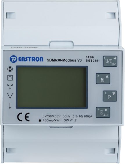 Trojfázový elektromer VCX SDM630M V2/V3 Modbus 100 A - bočný pohľad