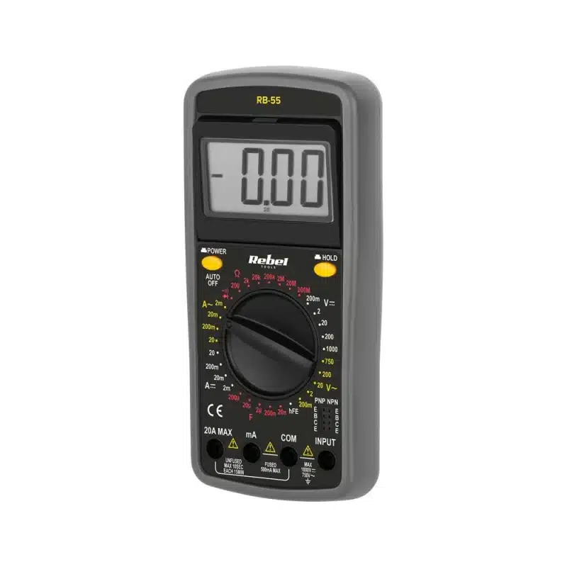 Digitálny multimeter REBEL RB-55, AC/DC prúd 20 A, kapacita