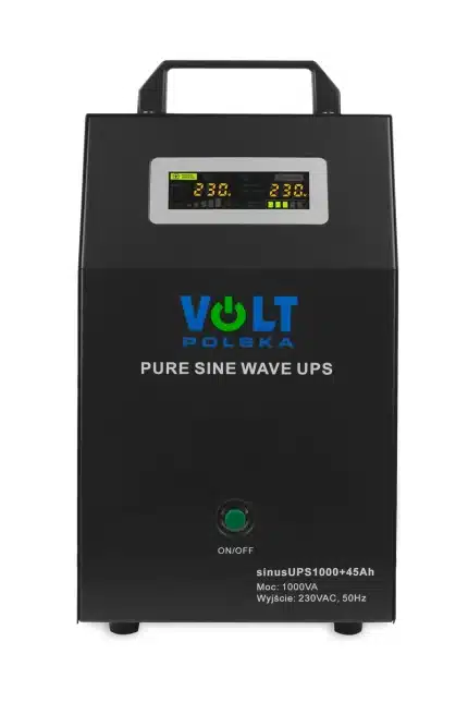 Záložný zdroj VOLT Sinus UPS 1000 700W/1000VA, čistý sínus, vstavaná batéria AGM 45Ah – spredu